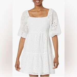 Sanctuary x Revolve Weekender Eyelet Balloon Sleeve Lined White Babydoll Dress